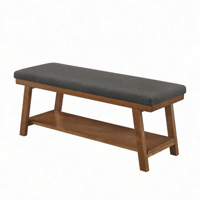 Linen Upholstered Bench with Storage Shelf – 350 lbs Capacity, Modern Bed End Bench with Cushioned Seat for Bedroom, Entryway, or Living Room