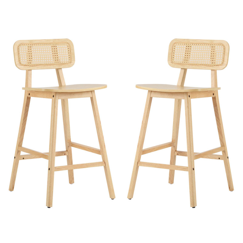 Tabouret de bar en bois Bari, ensemble de 2, Naturel