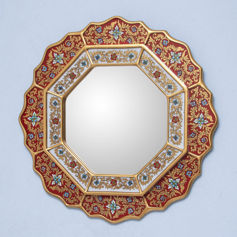 Cristian Scalloped Mirror, Red