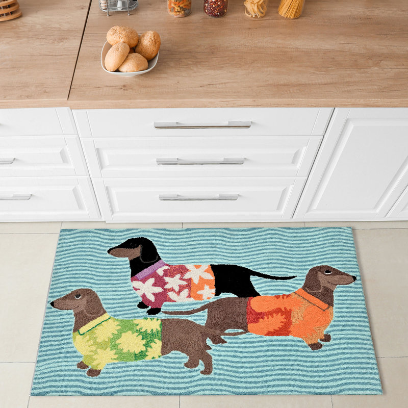 Maud No Pattern And Not Solid Color Polyester Kitchen Mat, Rectangle 2' x 3'