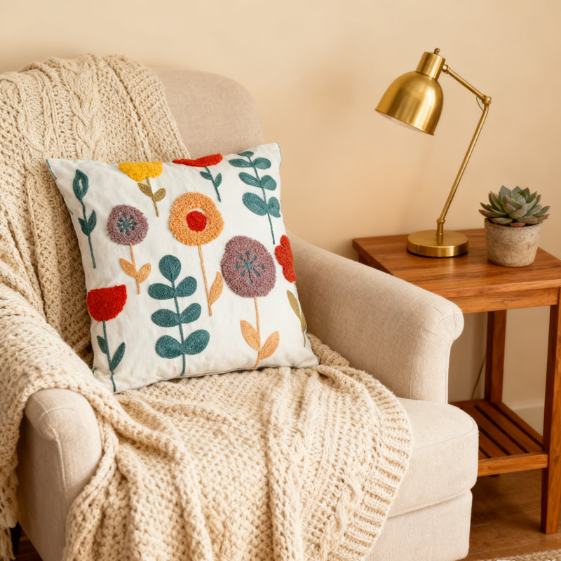 Housse de coussin floral 1 pièce Sunny Bloom