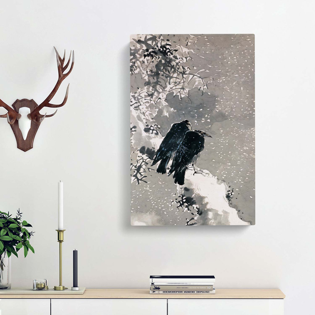 Two Crows by Yosa Buson - Wrapped Canvas