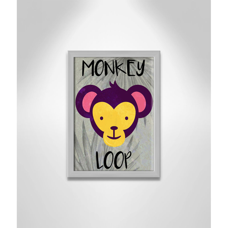 «Monkey Loop», impression sur papier, H 14 po x l 10 po x P 1,18 po, Encadré de boîte argent