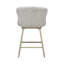 Tabouret de bar Eleazar à oreilles en boucle blanche avec structure en fer laqué champagne-608255012