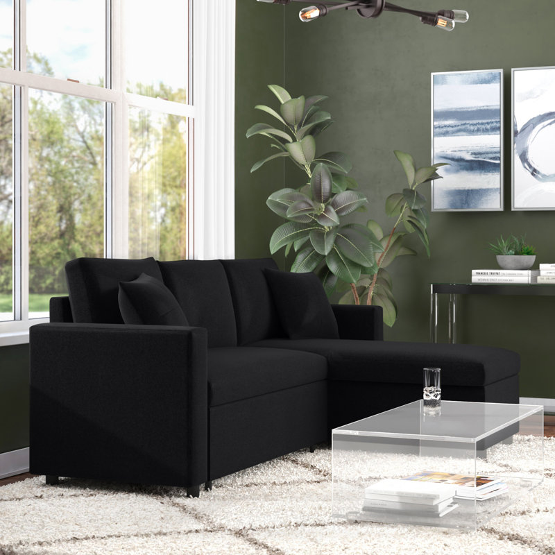 Bevill Upholstered L-Shaped Sectional Reversible, Black