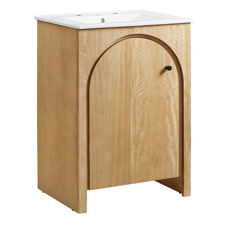 Appia 24" Oak Freestanding Bathroom Vanity with White Ceramic Top
