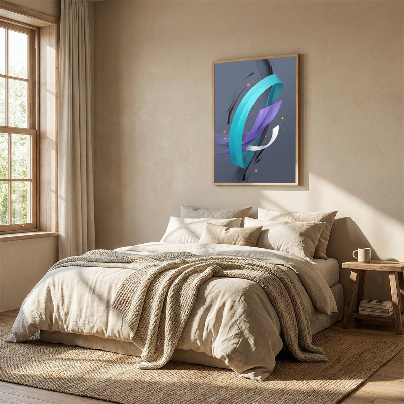 Art abstrait sur toile abstraite rubans mauve et blanc, H 48 po x l 36 po