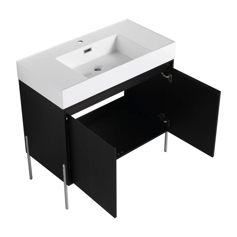 Meuble-lavabo autoportant avec lavabo en résine Cambreigh