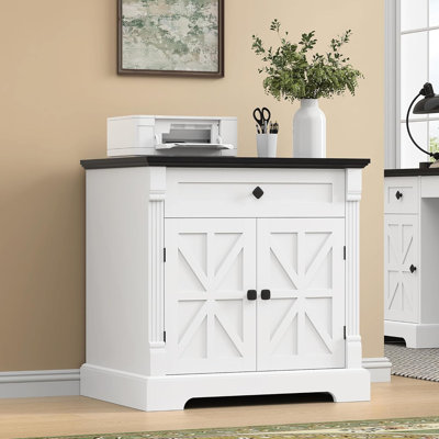 29.9" Large Sofa Side Table With Drawer And Barn Door