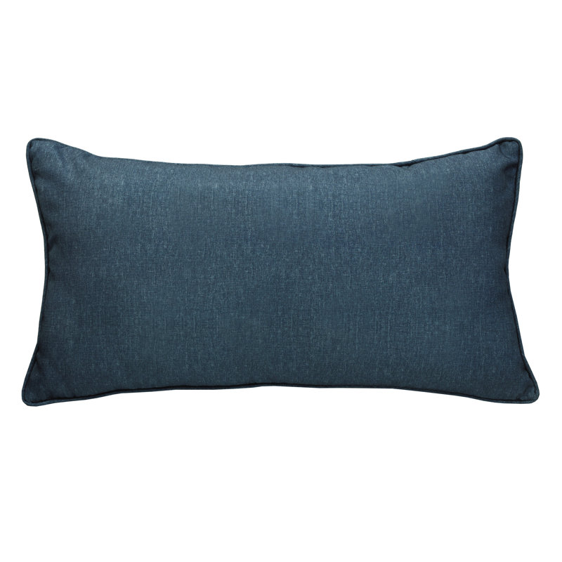 Outdoor Solid Olefin Textured Lumbar Pillow 14 x 26, Blue
