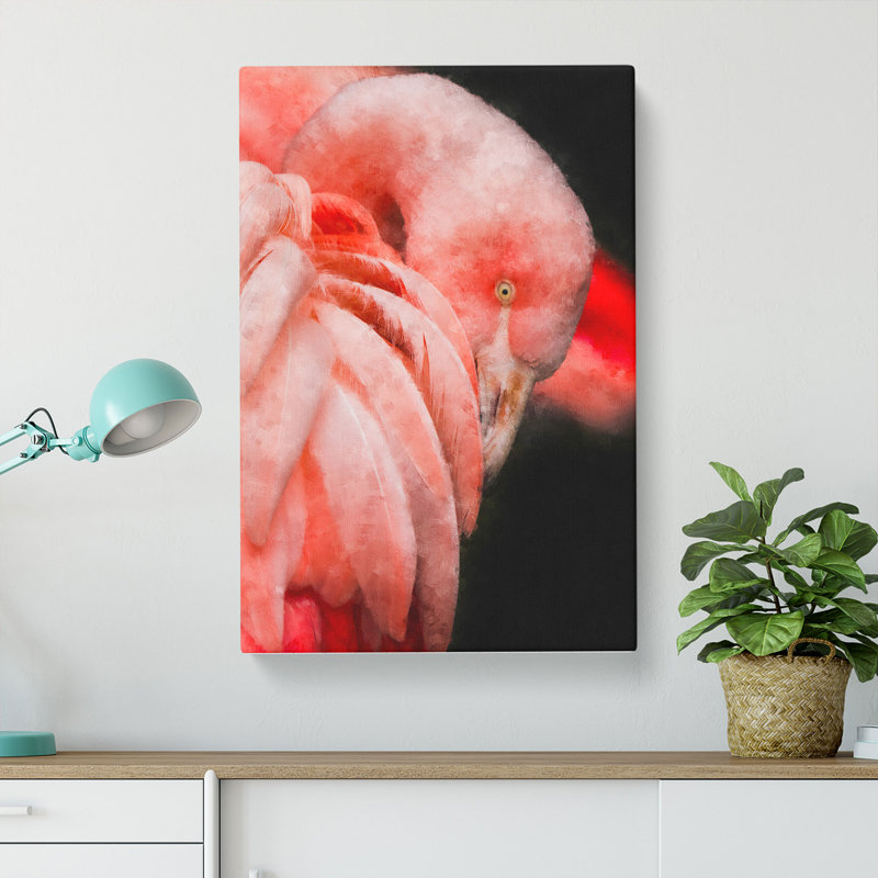 Pink Flamingo Abstract - Wrapped Canvas, 91cm H x 60cm W x 3cm D