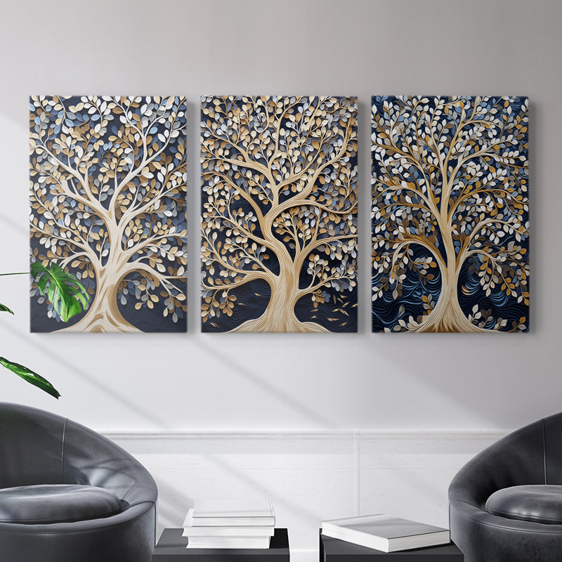 Lanscape Study  Series  XLIX  -Set Of 3 Gallery Wrapped Canvas -Ready to Hang, 27" H x 18" W