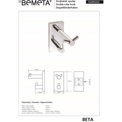 Chrome Brescia Wall Mounted Robe Hook