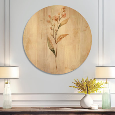 Mondale II - Tableau mural rond en bois à motif de fleurs sauvages