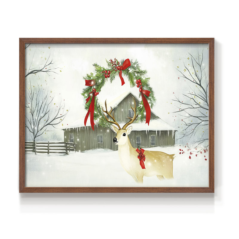 «Chirstmas Art» - CECLI - Reproduction encadrée - Restickable, Noyer, H 22 po x l 28 po