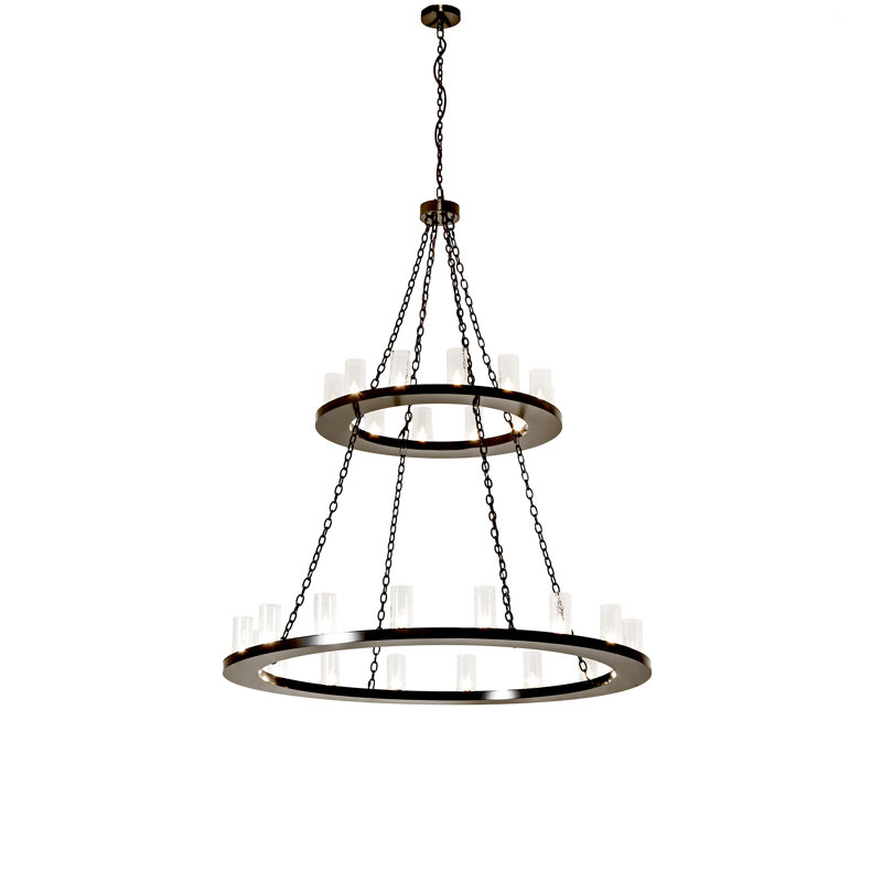 Lustre de roue de wagon ombré 28 lumières Clanton