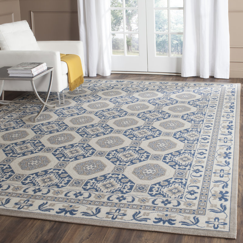 Everlee Geometric Cotton Hand Woven Area Rug, Square 201 cm