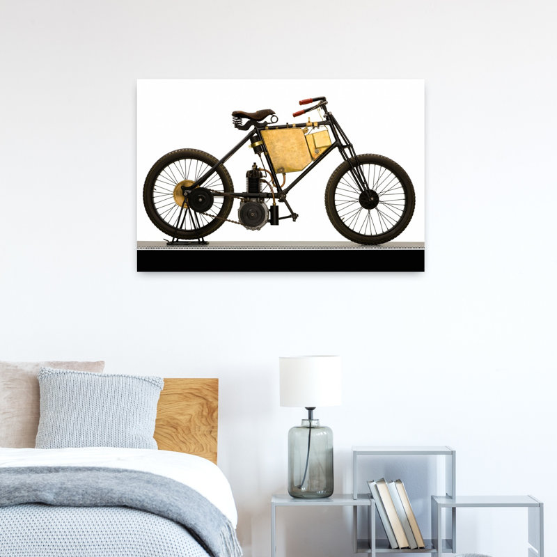 1900 «De Dion» à motif de motos, paysage abstrait classique, art mural, H 24 po x l 36 po
