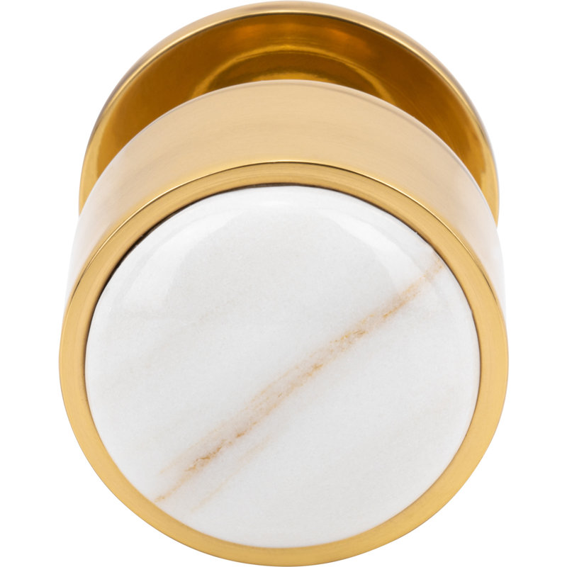 Firesky Diameter Knob, Polished Brass, Calacatta Gold, 1 1/8"