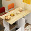 Îlot de cuisine de 59,1 po de large avec table rabattable - comptoir de bar moderne blanc et bois