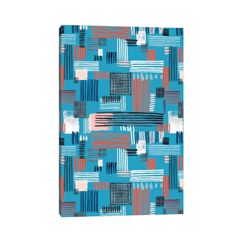 Geometric Stripy Stitches by Ninola Design - No Frame Print on Canvas