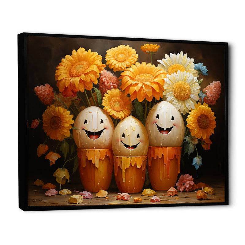 «Chuckling Candy Corn», reproduction d'art abstrait_105727, Cadre flottant noir, H 30 po x l 40 po x P 1,5 po