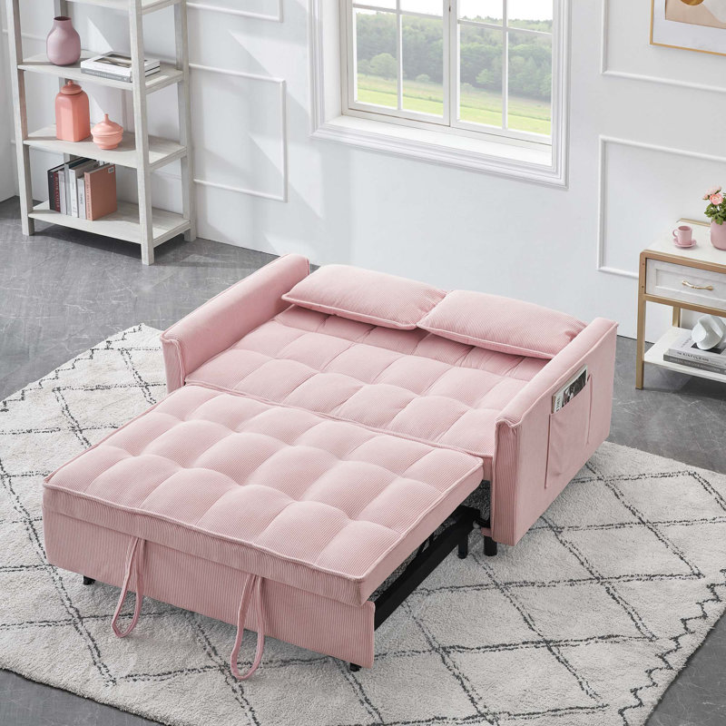 Canapé double 54,30 po 2 places avec lit escamotable 54,30 po, Rose