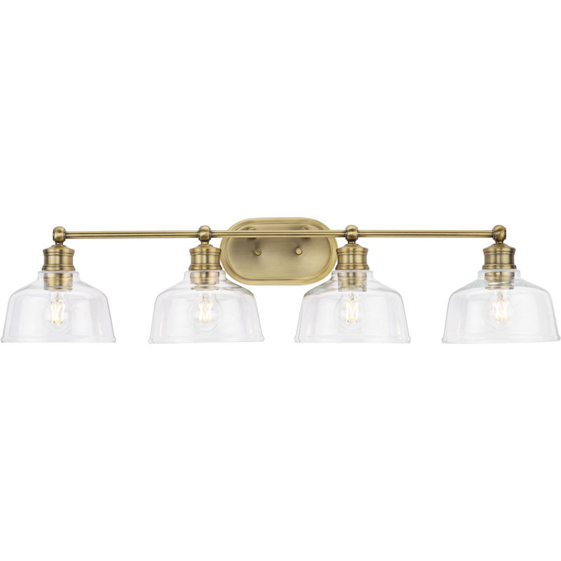 Éclairage pour meuble-lavabo 36 po Leo, Laiton rétro, Quatre lumières