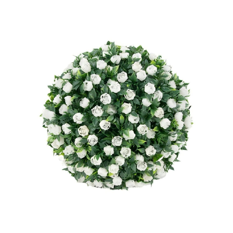 2pcs Pe Artificial Flower Ball With Hanging Chain, Green, 14.96" H x 14.96" W