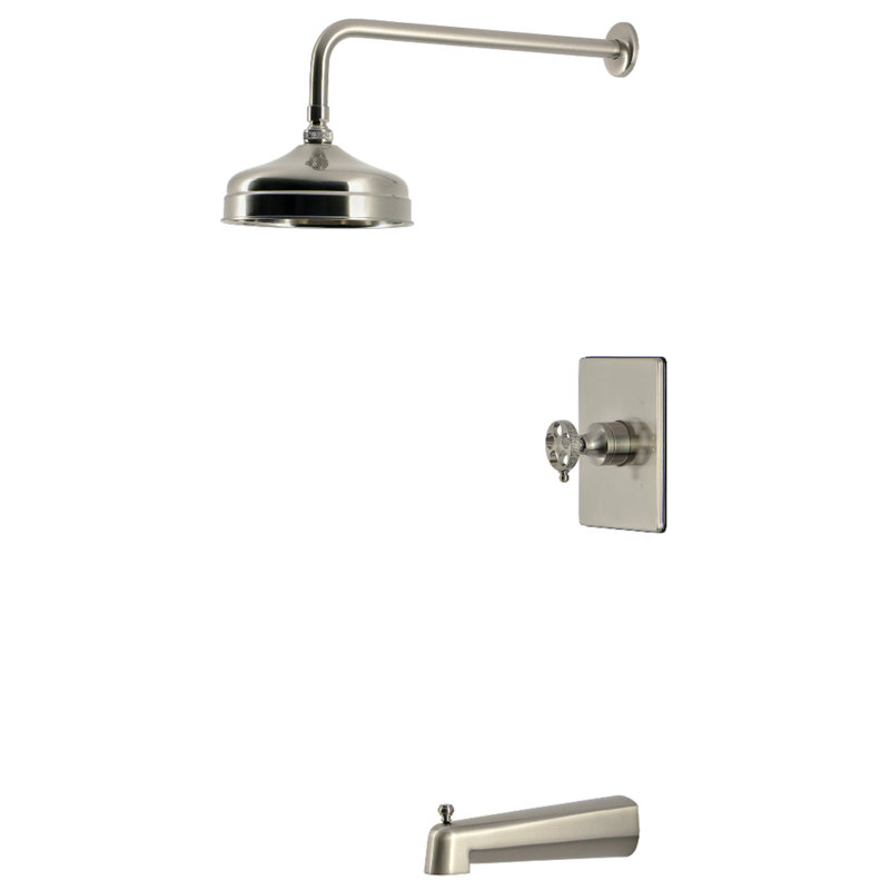 Kingston Brass Webb Single-Handle Pressure Balanced Tub and Shower Faucet, Brushed Nickel