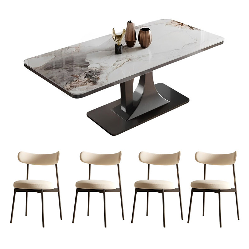 Ensemble de table de salle à manger rectangulaire et chaises, H 29,52 po x L 55,11 po x l 31,49 po