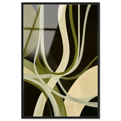 Rubans d'olive I, impression acrylique encadrée, art mural bohème moderne par Art Remedy, cadre noir, 24 x 36