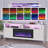 70" Modern Tv Stand With Electric Fireplace And Led Lights, Entertainment Center With Large Storage, White