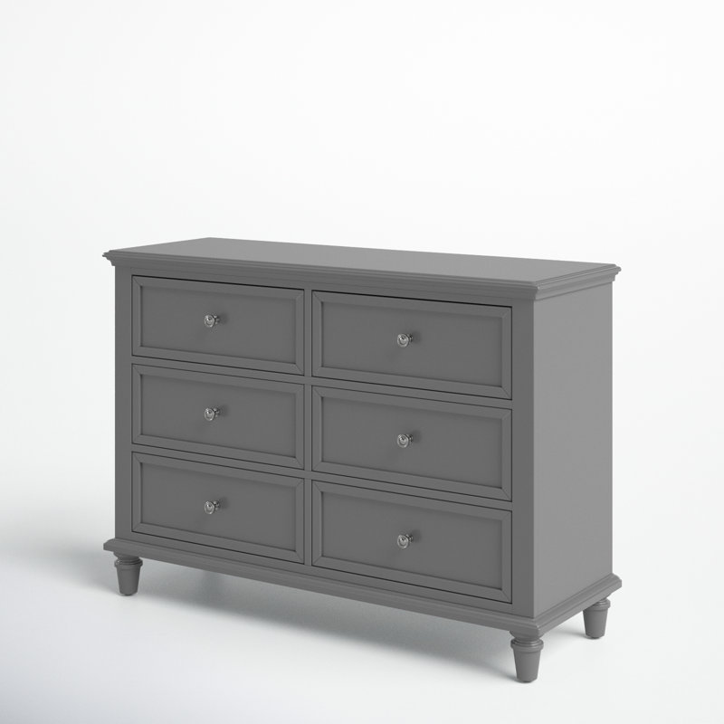 Commode double 6 tiroirs Jazmond , Gris givré