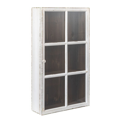 Antique Wood Wall Cabinet with 3 Shelves
