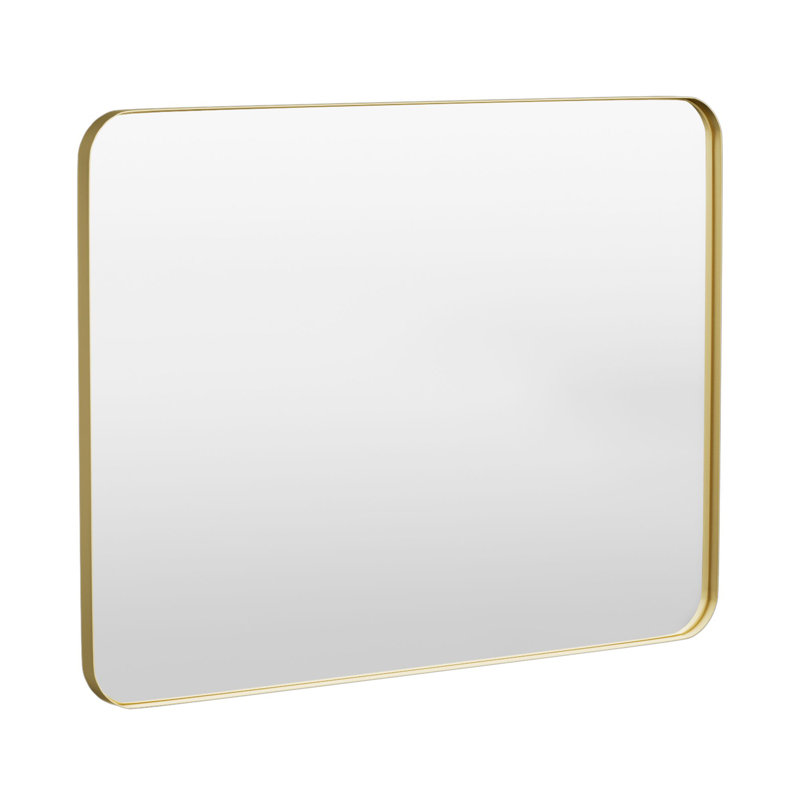 Cozy Design Tempered Glass Framed Wall-Mounted Bathroom Vanity Mirror, 36" x 48", Gold, Rectangle