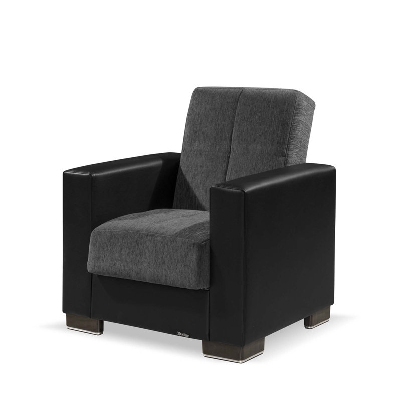 Armada Fabric Upholstered 31" Armchair Sleeper with Storage – Firm Support Seating for Small Spaces, 35" H x 36" W x 27" D