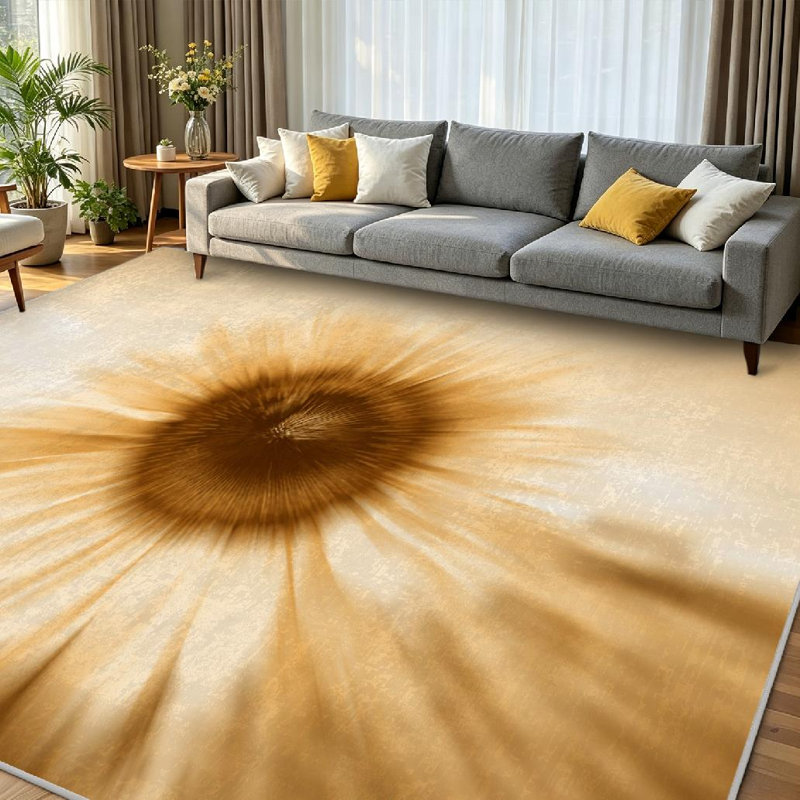 Yellow Vintage Sunflowers Abstract Agriculture Beautiful Beauty Blossom Machine Washable Indoor Area Rug
