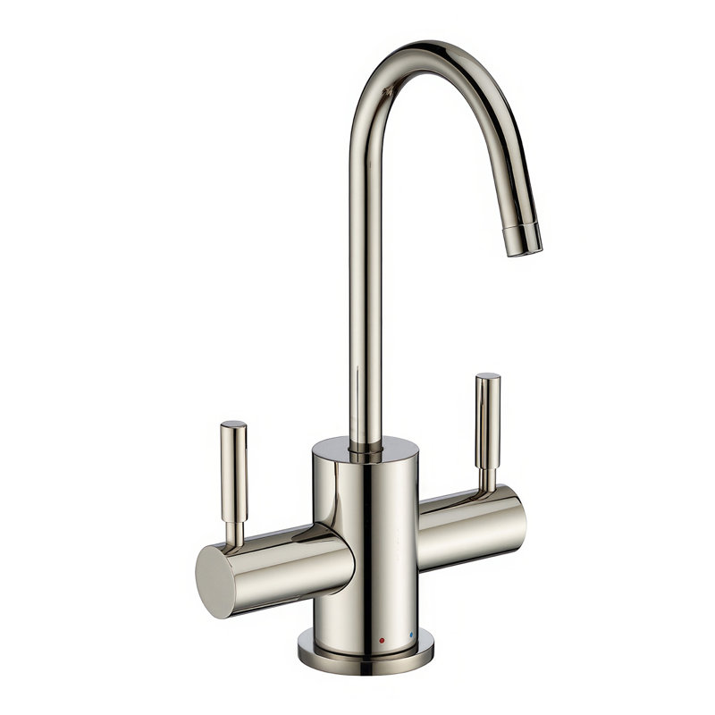 Whitehaus Point of Use Instant Hot/Cold Water Drinking Faucet with Gooseneck Swivel Spout, Polished Nickel