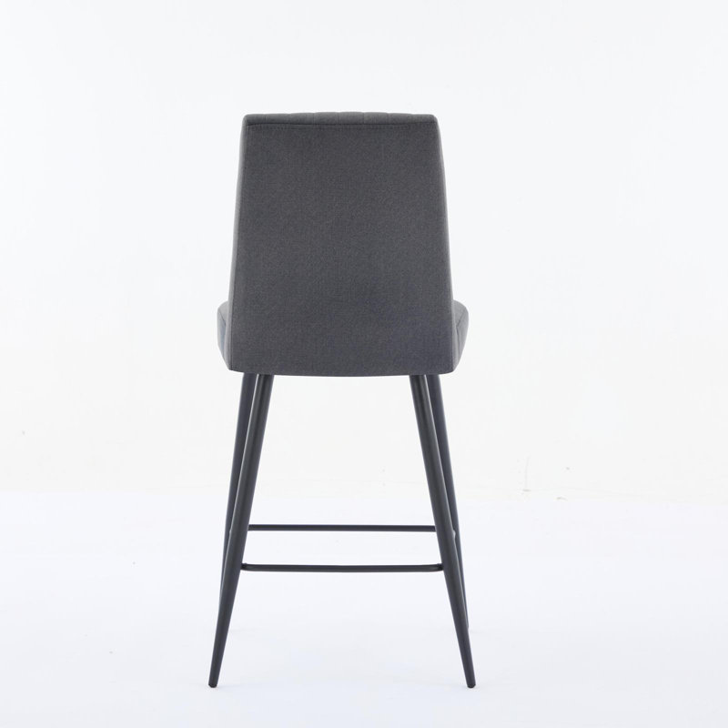 Ensemble de 2 chaises de bar réglables à pieds de fer réglables en velours gris, Gris foncé