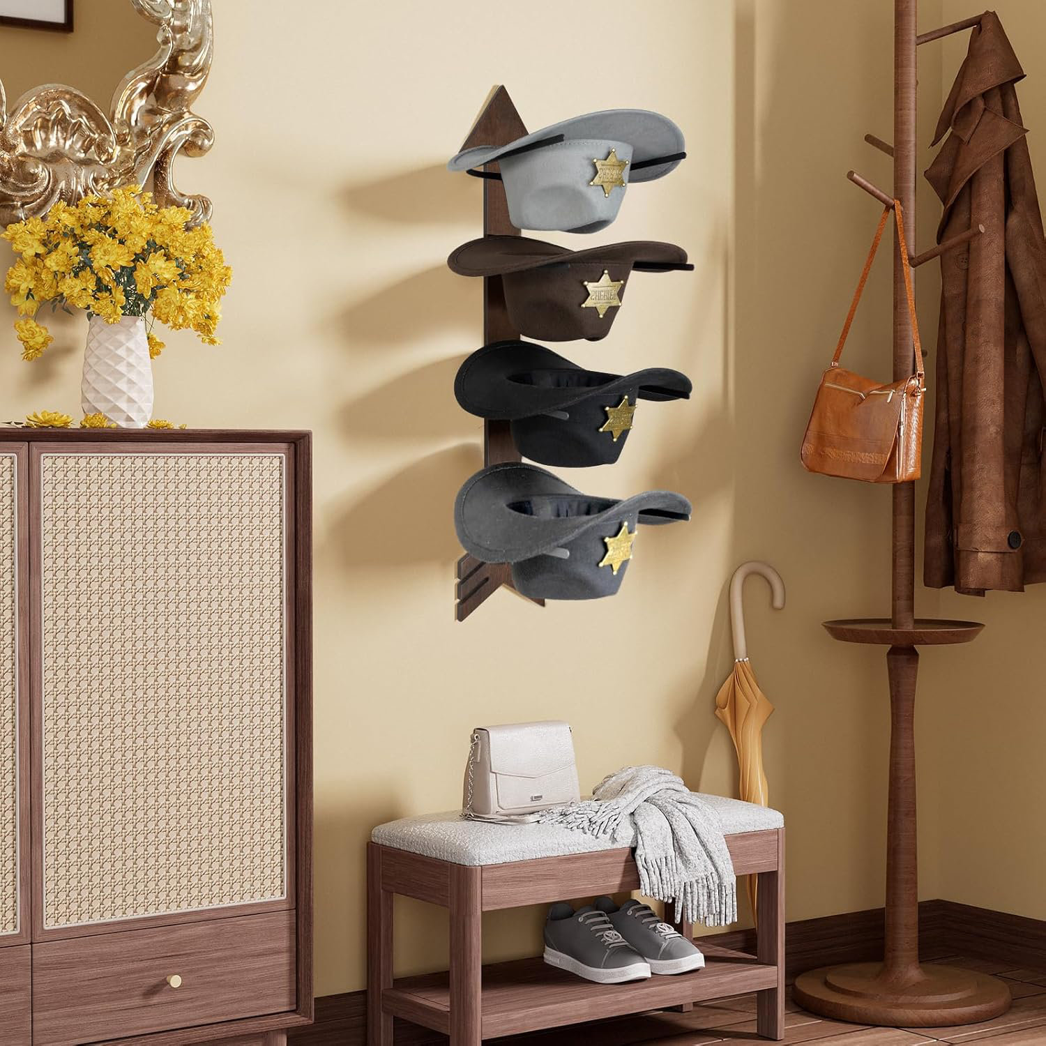 Chapeau De Cow-boy Rétro Brun Thème De L'ouest Et De L'ouest Sauvage