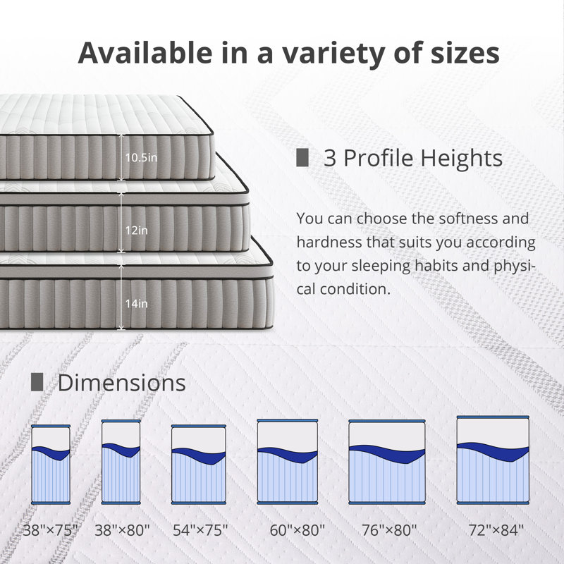 EGOHOME 12" Medium Hybrid Mattress, Twin XL