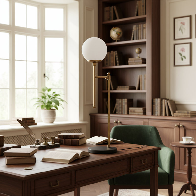 Lampe de table 26 po Modern Novelty, Doré, Blanc