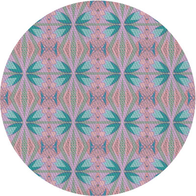 Rose géométrique/Tapis décoratif bleu