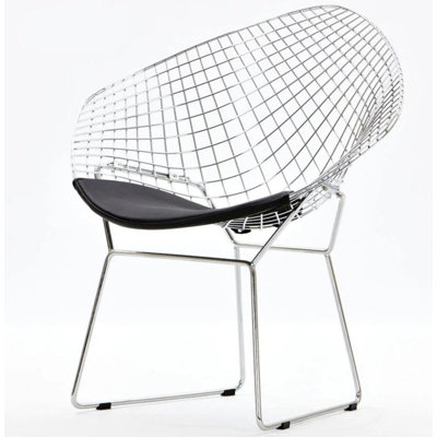 17.5'' H Faux Leather Upholstered Metal Armchair