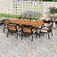 Ensemble de table de salle à manger 7 pièces intérieur / extérieur en bois d'acacia avec structure en fer et 6 chaises rembourrées-129447921
