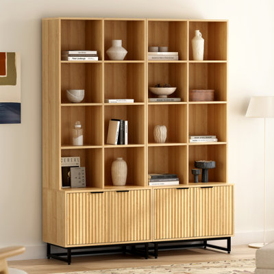 Bibliothèque à 4 niveaux H 70,9 po x l 28,34 po avec armoire de rangement (ensemble de 2)