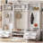 4-in-1 Detachable Hall Tree with Storage and 7 Hooks, Multiple Functions Hallway Coat Rack with Storage Drawers and Cabinet, White  Shoe Bench for Entryway Hallway-651076804