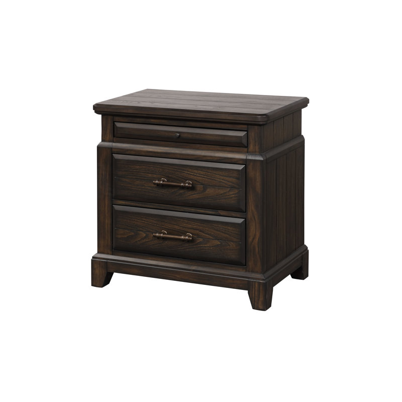 Table de chevet avec 2 tiroirs et plateau coulissant Merlean