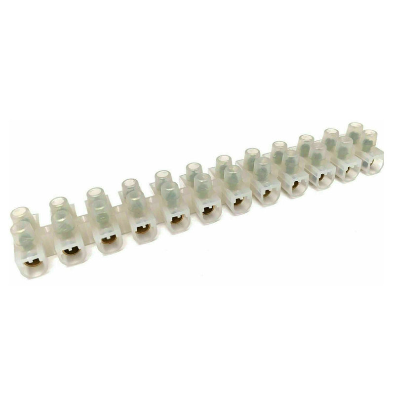 Clear Terminal Connector Block, Dual Row 12 Position Wire Connector Strip, Flathead Screw Terminal with Mounting Holes